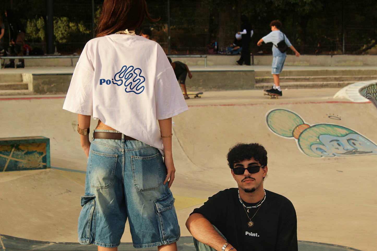 Abstract Flow Graphic Tee – White